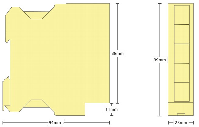 Mechanical Drawing - Brainboxes SW-515 Compact Ethernet Switch